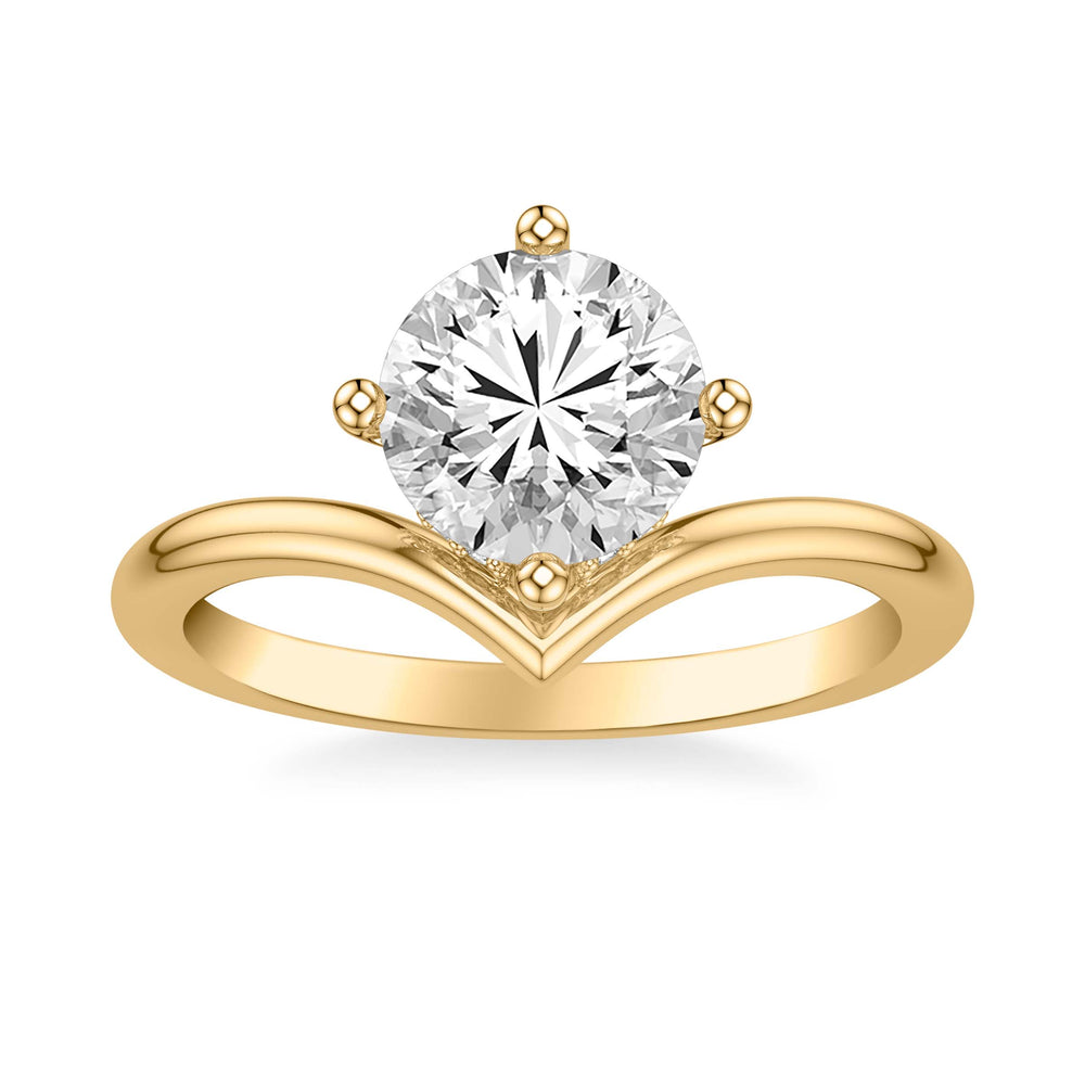 Contemporary Floating Diamond Engagement Ring with V Curved Polished Shank.  Center Stone is not included.