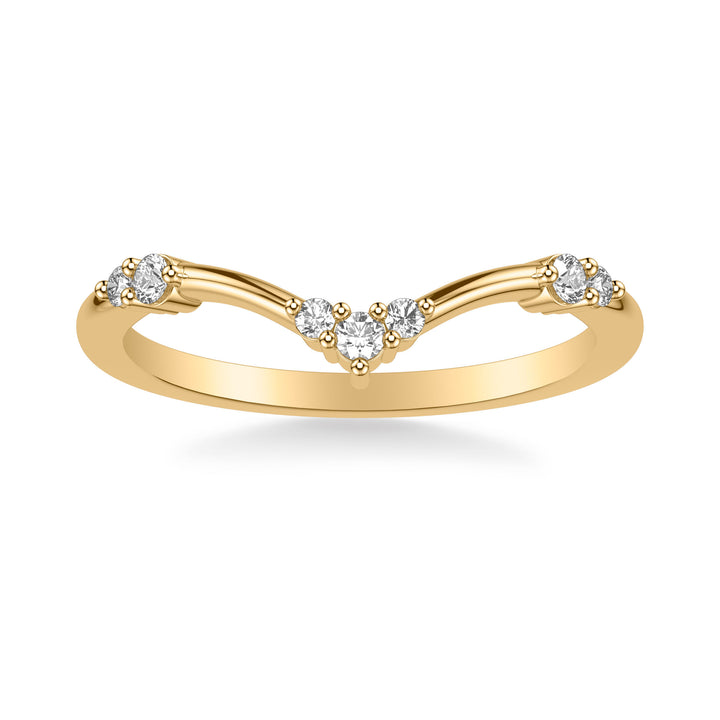 Contemporary Curved Wedding Band with Multiple Cluster Sections of Diamonds