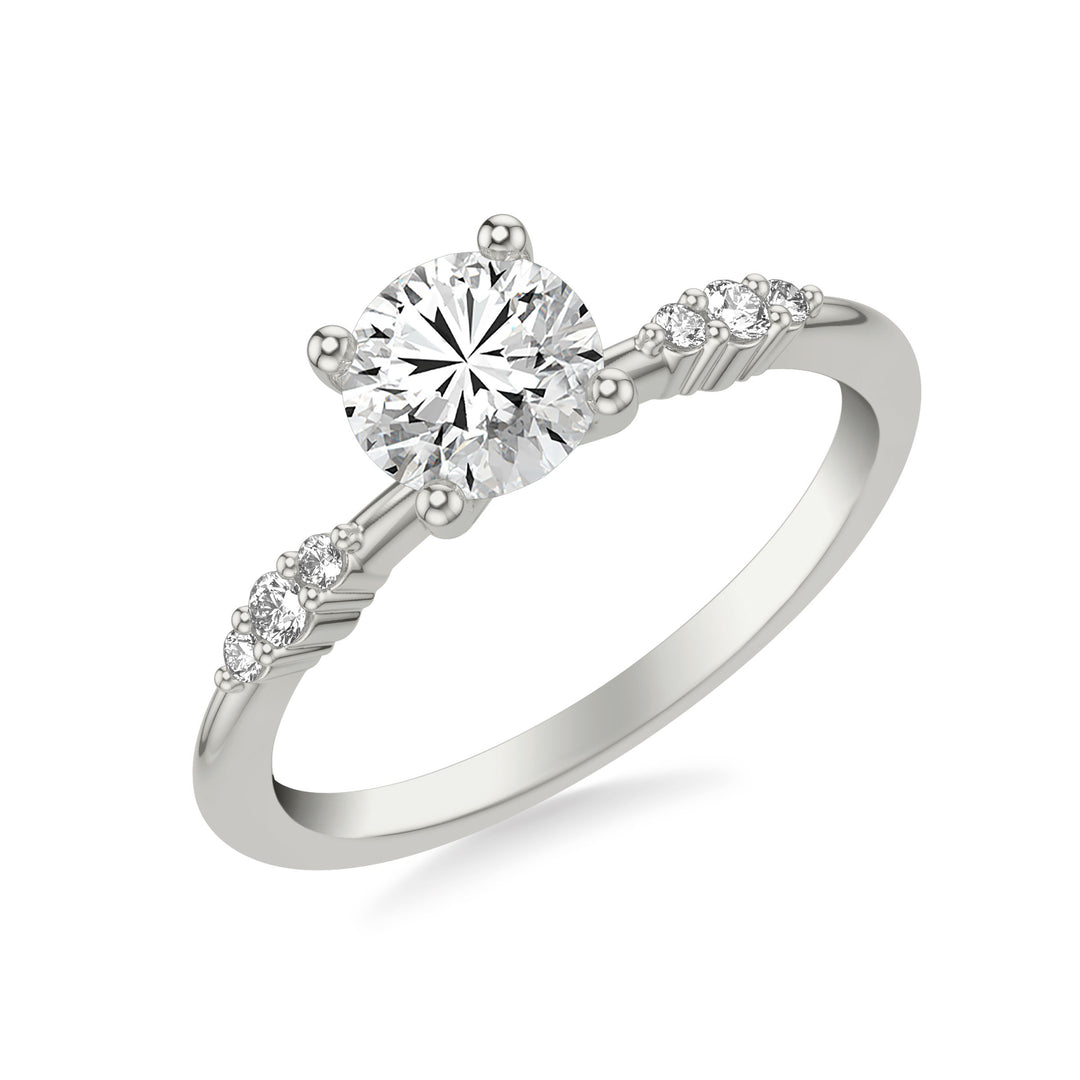 Contemporary Engagement Ring with Diamond Cluster Accented Band.  Center Stone is not included.
