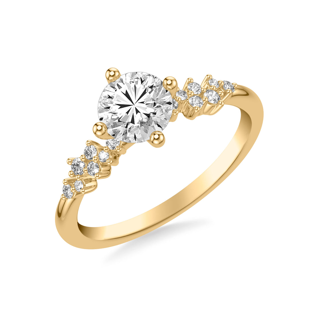 Contemporary Engagement Ring with East West Prong Setting and Scattered Diamond Accented Band.  Center Stone is not included.