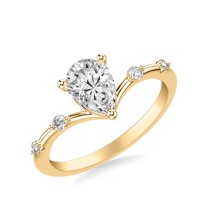 Contemporary Floating Diamond Engagement Ring with Single Diamond Station V Curved Shank.  Center Stone is not included.