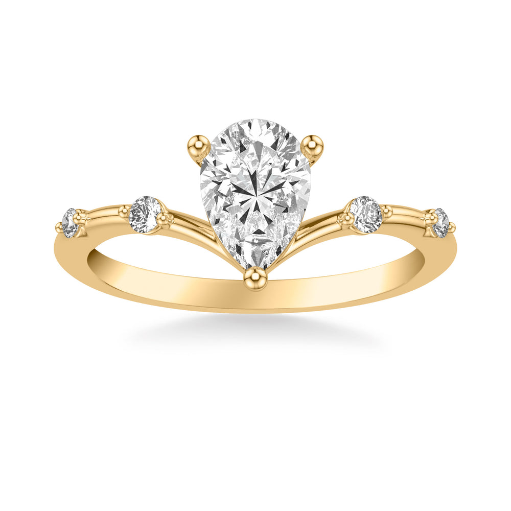 Contemporary Floating Diamond Engagement Ring with Single Diamond Station V Curved Shank.  Center Stone is not included.