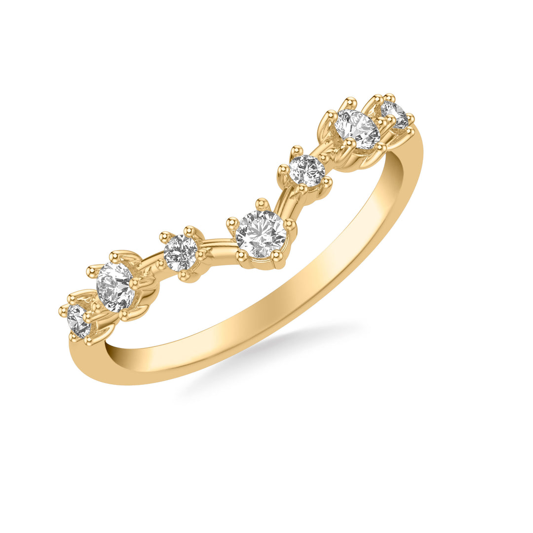 Contemporary Curved Wedding Band with Single Diamond Station Accents