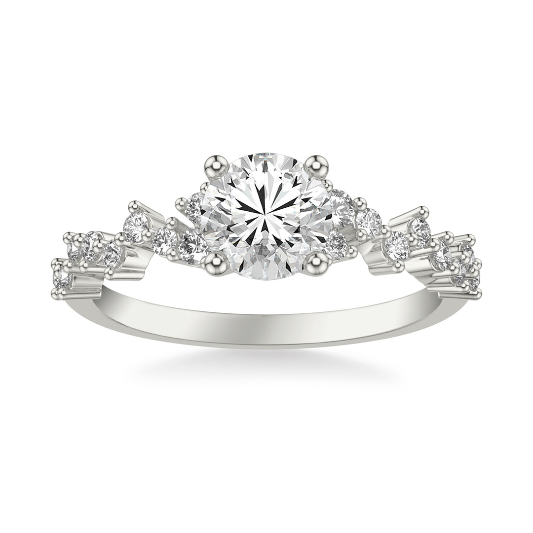 Contemporary Engagement Ring with Scattered Diamond Accented Band.  Center Stone is not included.