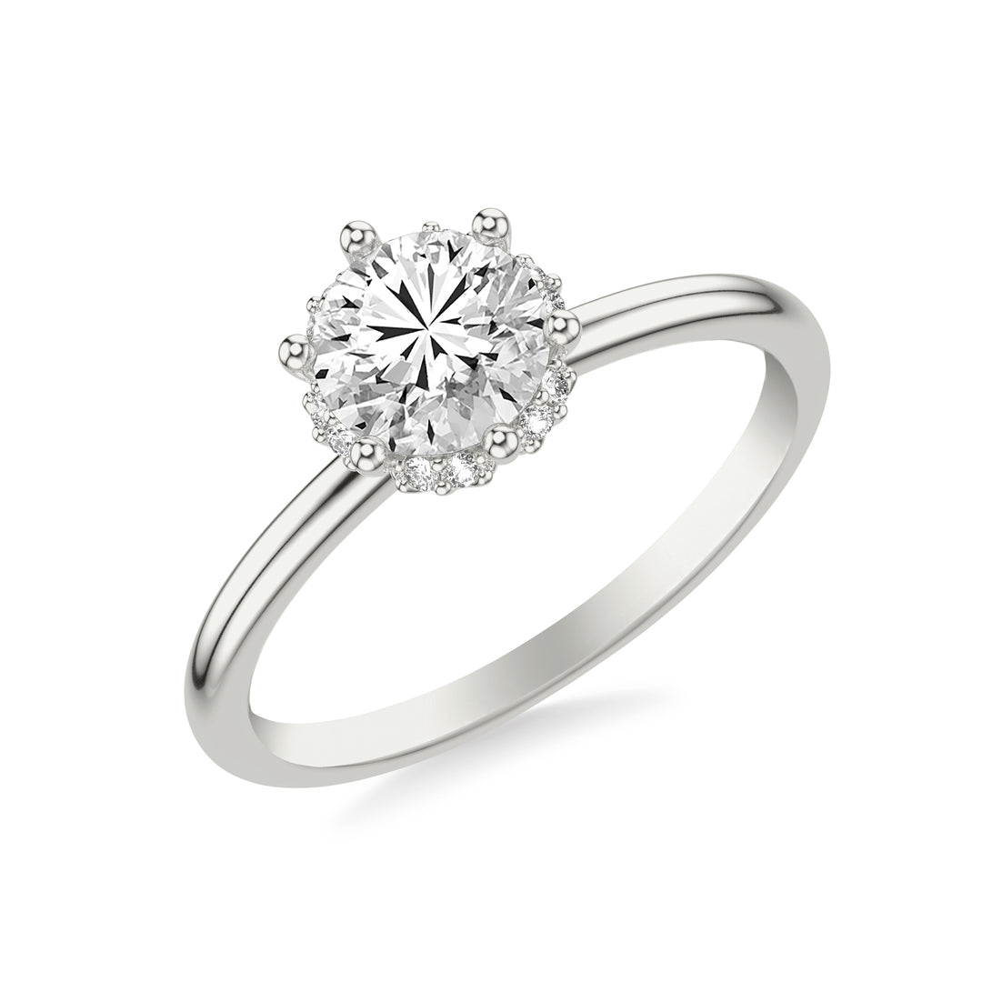 Classic Engagement Ring Setting with Elegant Recessed Diamond Halo .  Center Stone is not included.