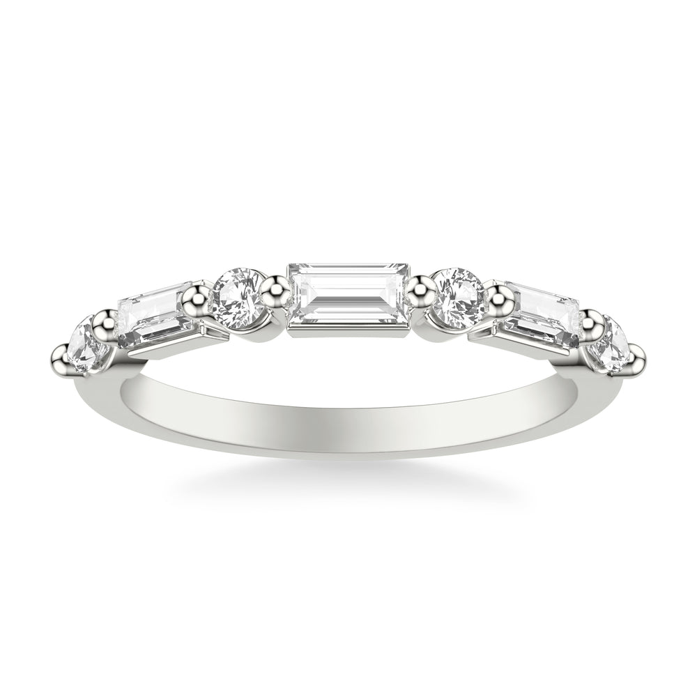 Contemporary Wedding Band with Mixed Fancy Round and Baguette and Marquise Diamonds