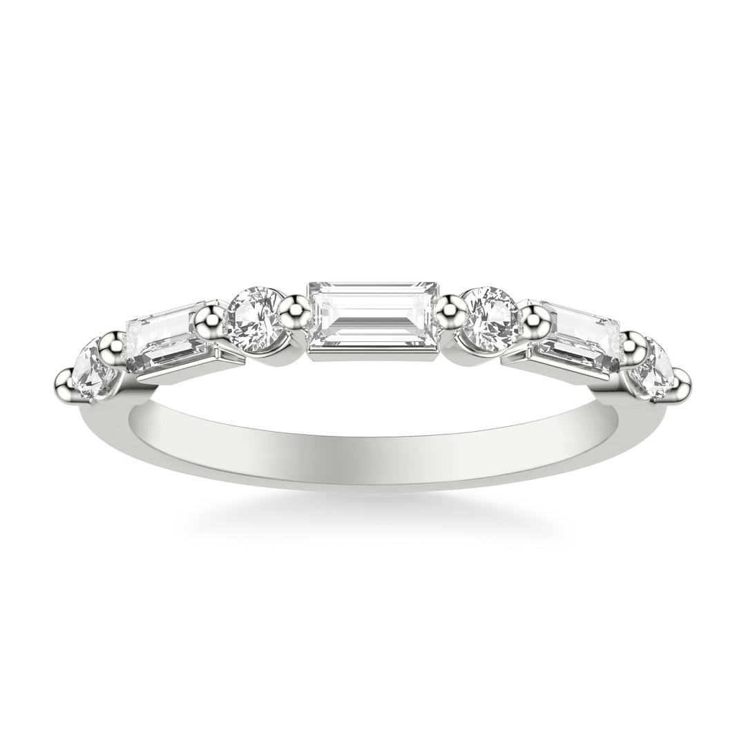 Contemporary Wedding Band with Mixed Fancy Round and Baguette and Marquise Diamonds