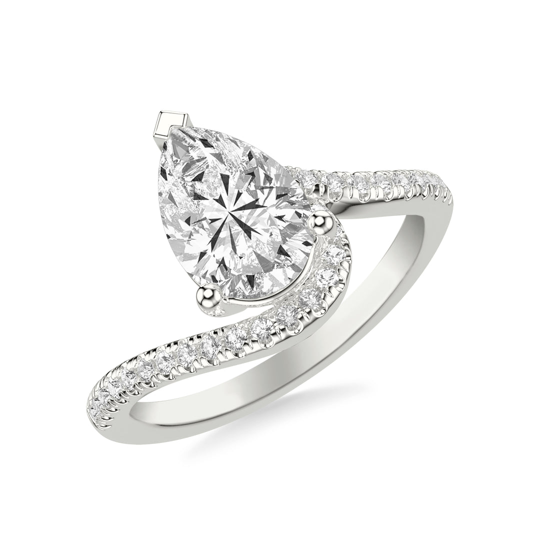 Contemporary Engagement Ring with Organic Curved Diamond Shank.  Center Stone is not included.