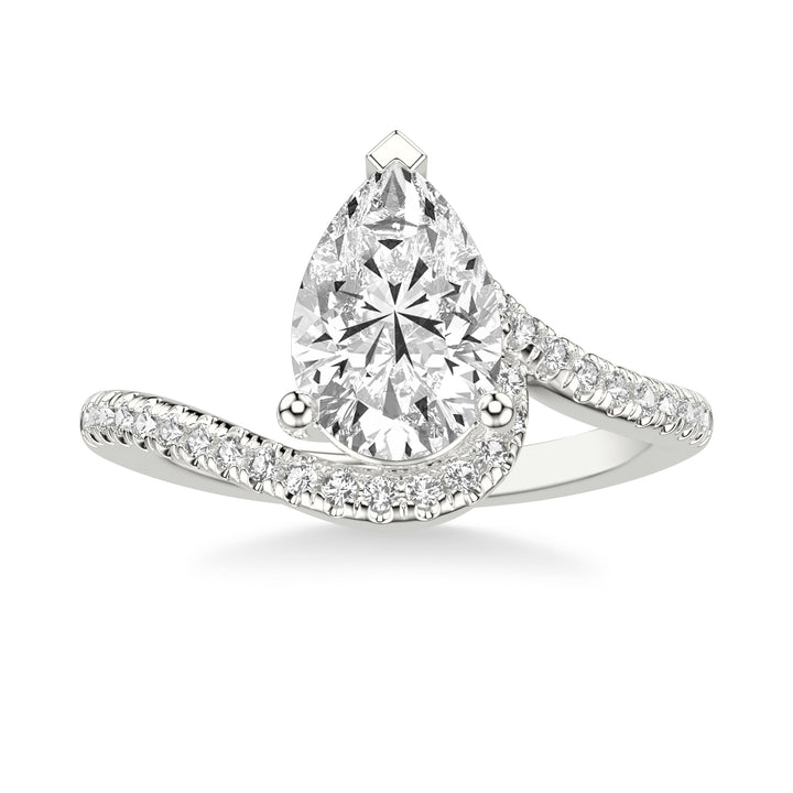 Contemporary Engagement Ring with Organic Curved Diamond Shank.  Center Stone is not included.