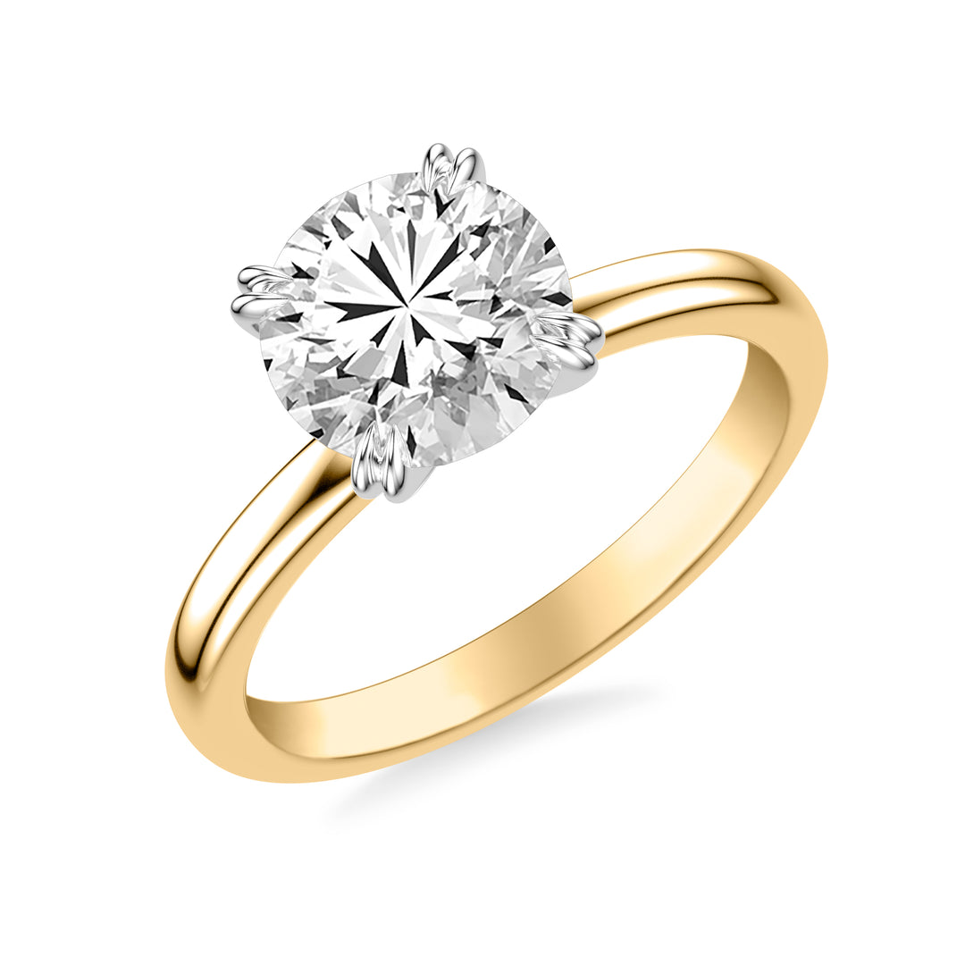 Classic Solitaire Engagement Ring with Double Claw Prongs and Polished Shank.  Center Stone is not included.