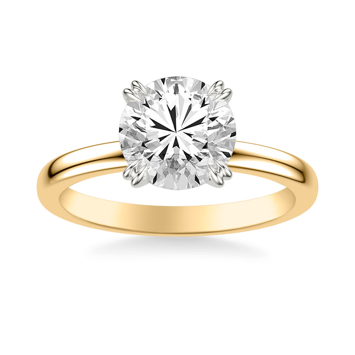 Classic Solitaire Engagement Ring with Double Claw Prongs and Polished Shank.  Center Stone is not included.