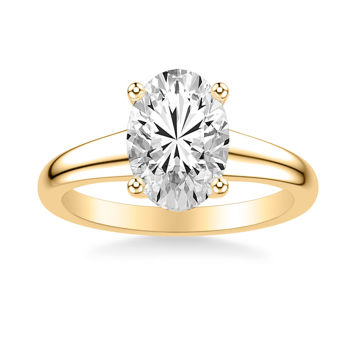 Classic Solitaire Engagement Ring with Hidden Halo and Tapered 4-2MM Wide Polished Shank.  Center Stone is not included.