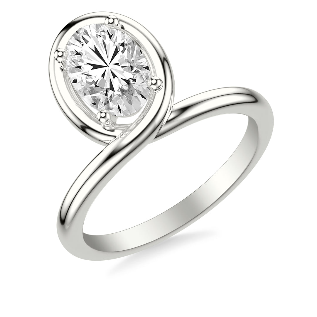 Contemporary Floating Bezel Wrap Engagement Ring with Polished Shank.  Center Stone is not included.