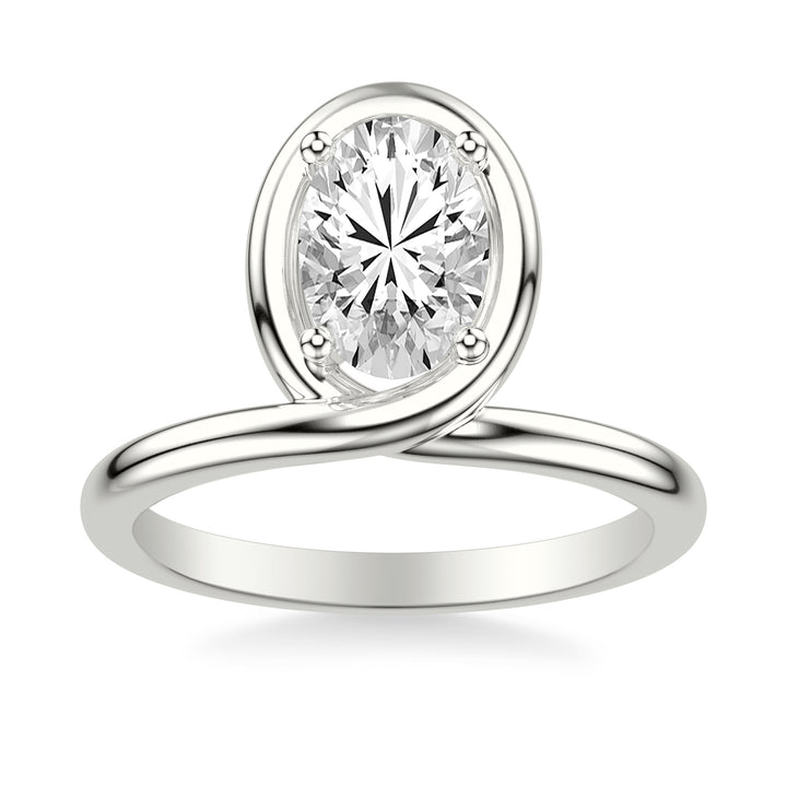 Contemporary Floating Bezel Wrap Engagement Ring with Polished Shank.  Center Stone is not included.