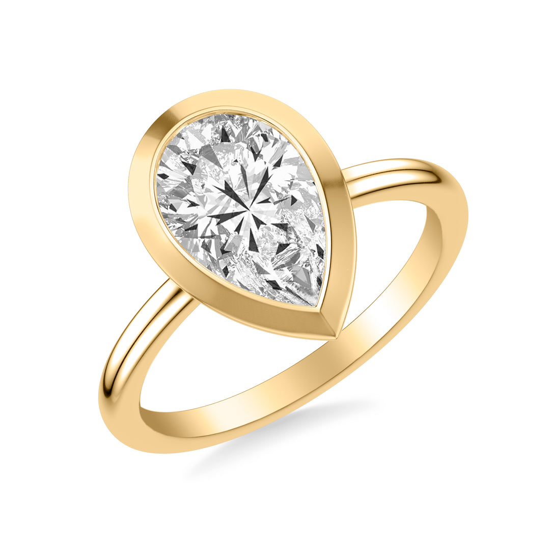 Contemporary Bezel Set Engagement Ring with Polished Shank.  Center Stone is not included.