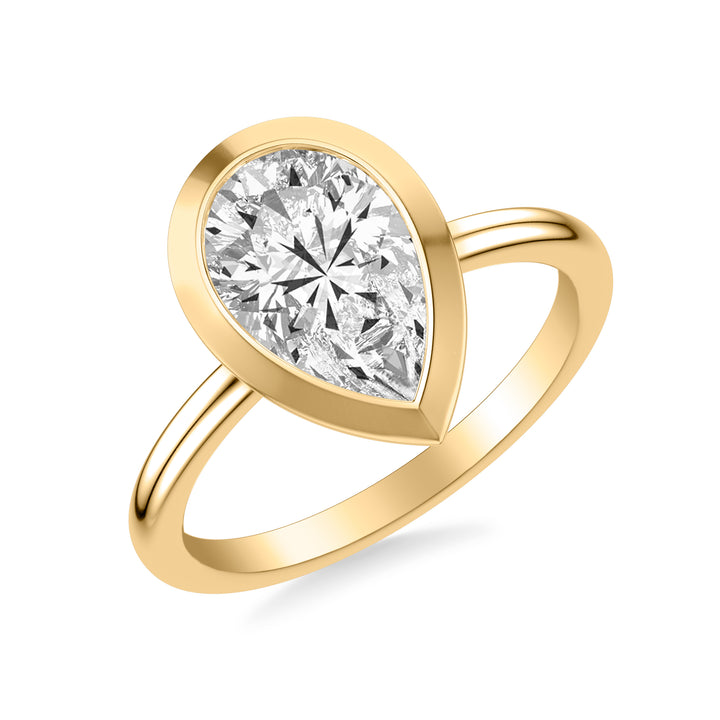 Contemporary Bezel Set Engagement Ring with Polished Shank.  Center Stone is not included.