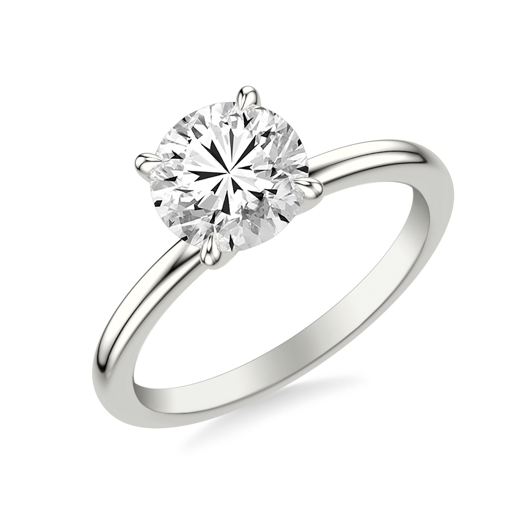 Classic Solitaire Engagement Ring with Claw Prongs and Polished Shank.  Center Stone is not included.