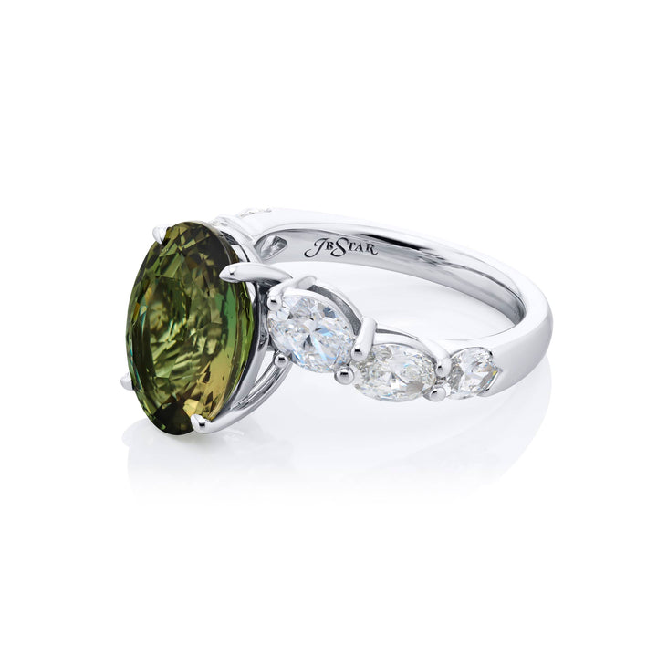 Platinum Oval Alexandrite GIA Certified Ring