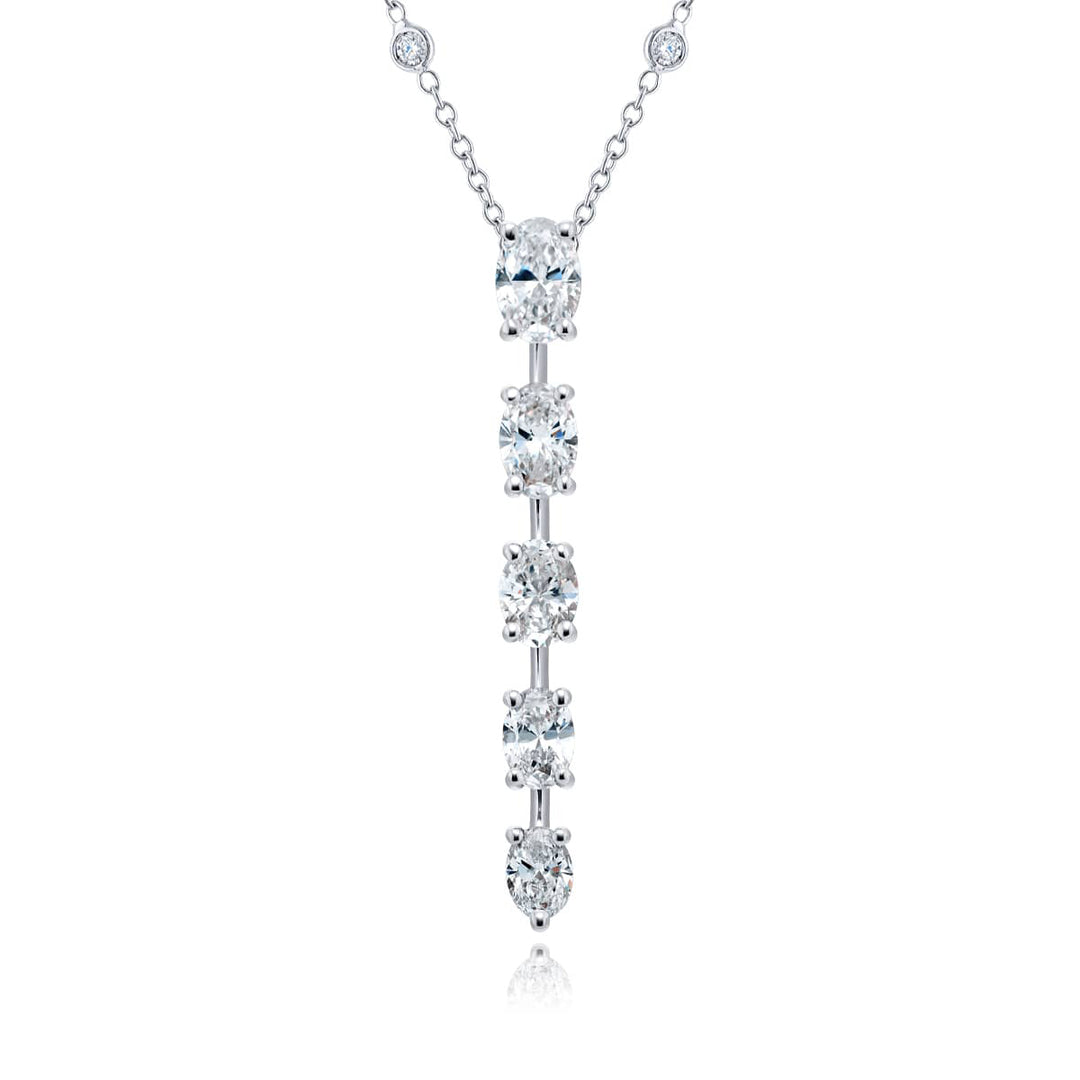 Platinum Oval Diamond Drop Pendant
