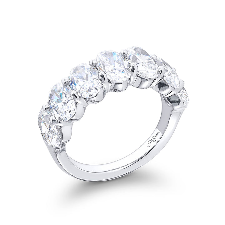 Classic Single-Row GIA-Certified Oval Diamond Band in Pure Platinum