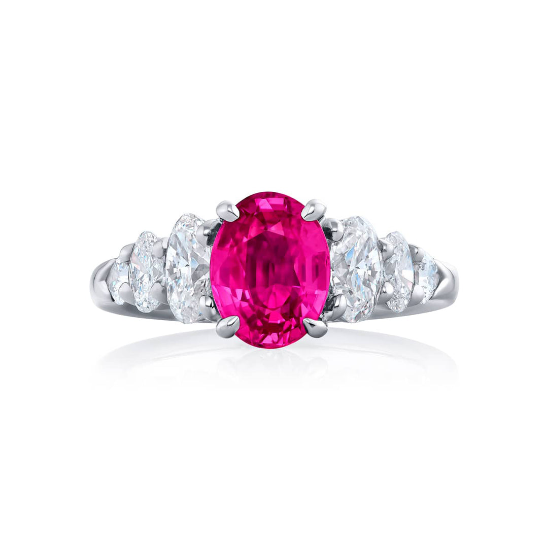 2.10 ct. Certified No-Heat Pink Sapphire & Diamond Ring in Platinum