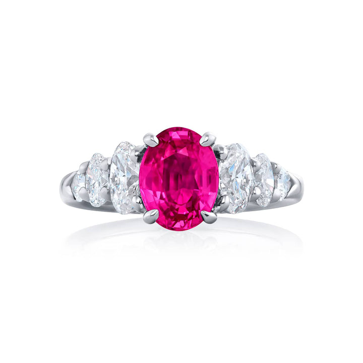 2.10 ct. Certified No-Heat Pink Sapphire & Diamond Ring in Platinum