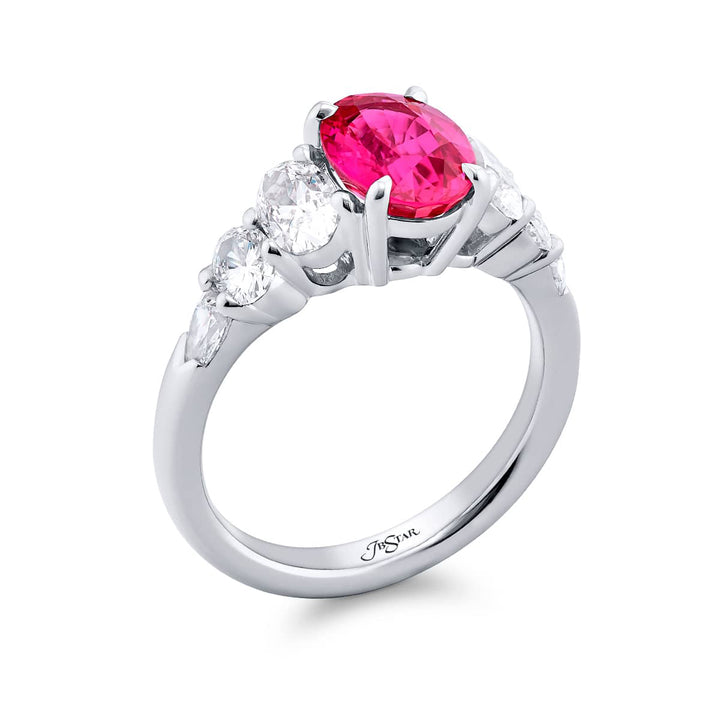 2.10 ct. Certified No-Heat Pink Sapphire & Diamond Ring in Platinum