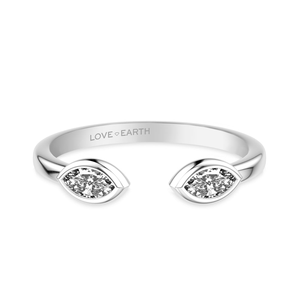 Lab-Created Diamond East/West Marquise Bezel Set Open Ring