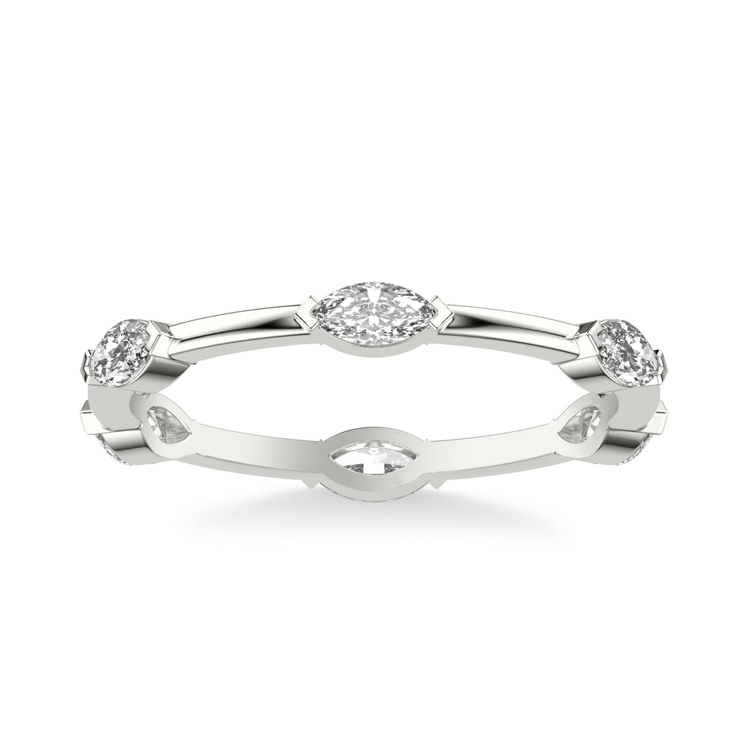 Contemporary Stackable with Distance Marquise Diamond Accent Ring