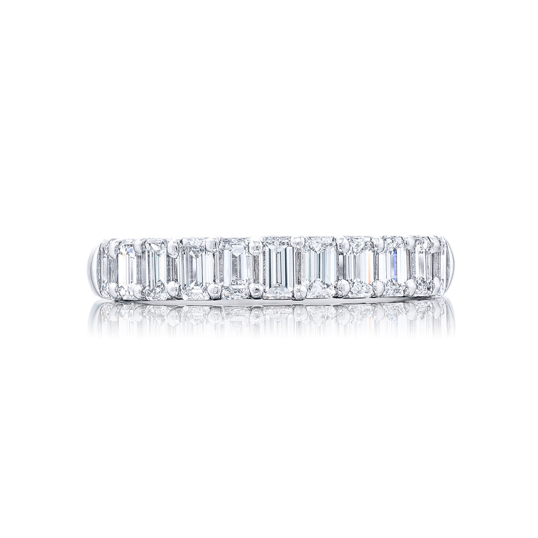 Elegance Elevated: Our stunning 1.10 ctw. Diamond Band. These eleven beautiful emerald-cut diamonds are handcrafted in pure platinum.