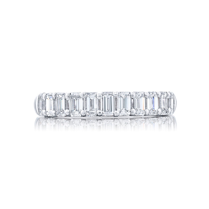 Elegance Elevated: Our stunning 1.10 ctw. Diamond Band. These eleven beautiful emerald-cut diamonds are handcrafted in pure platinum.