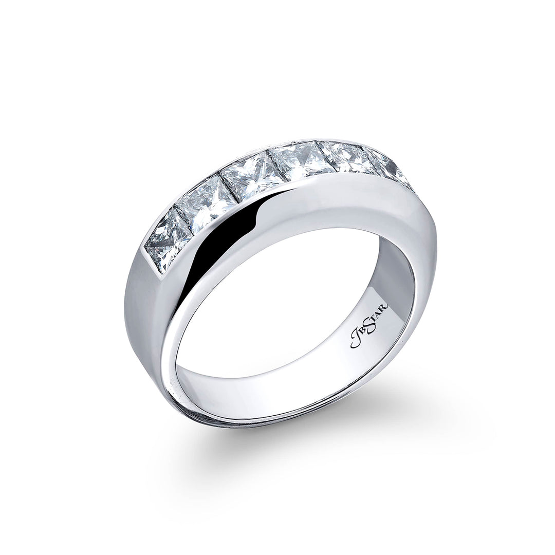 Platinum Princess-Cut Diamond Single-Row Channel Set Mens Wedding Band