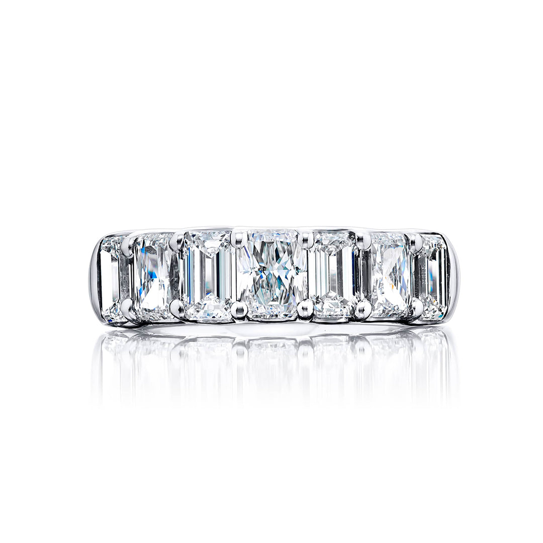 Classic Radiant-Cut and Emerald-Cut Diamond Band in Pure Platinum