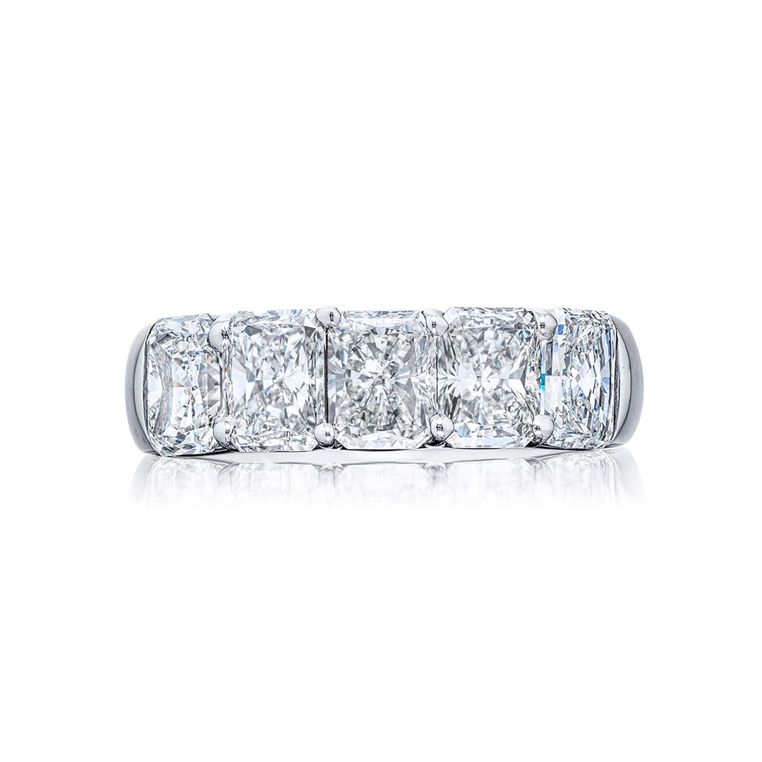 Platinum Radiant-Cut Diamond Single-Row Band