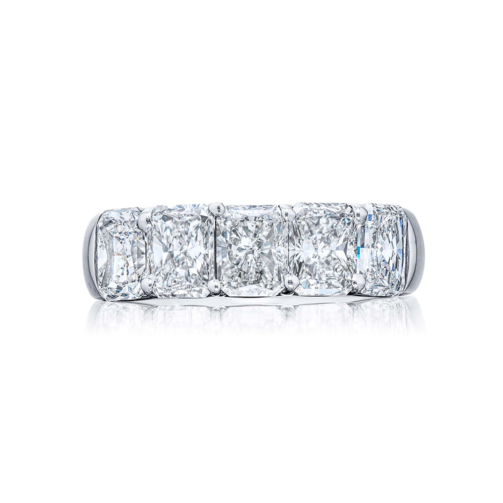Platinum Radiant-Cut Diamond Single-Row Band