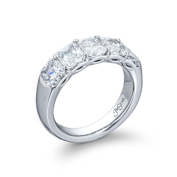 Platinum Radiant-Cut Diamond Single-Row Band
