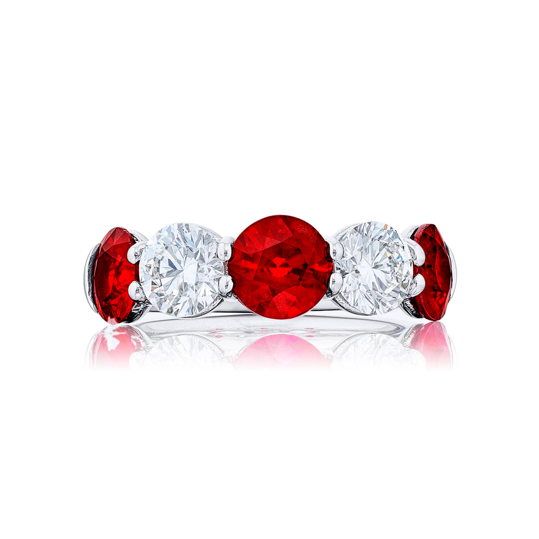 Classic Ruby and Diamond Band in Pure Platinum