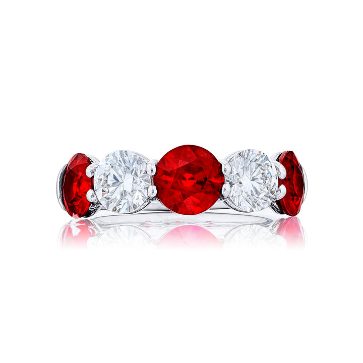 Classic Ruby and Diamond Band in Pure Platinum
