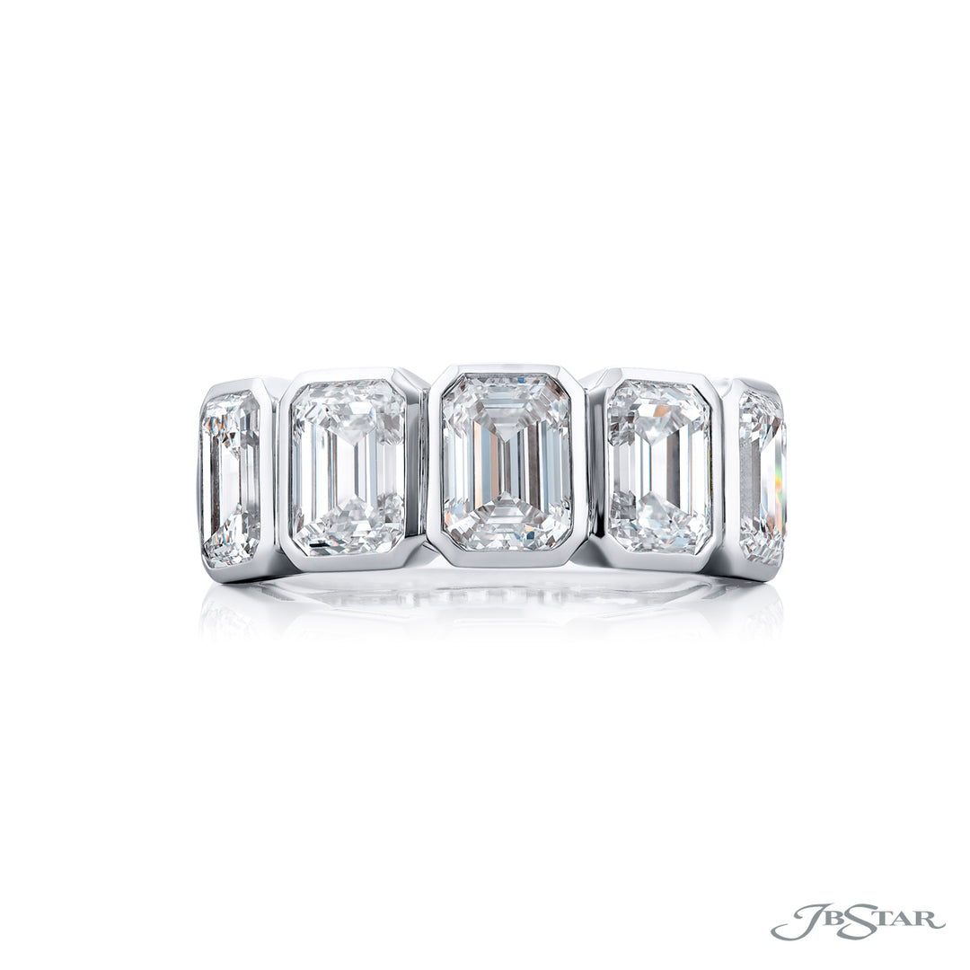 Platinum Emerald-Cut Diamond GIA Certified Bezel Band