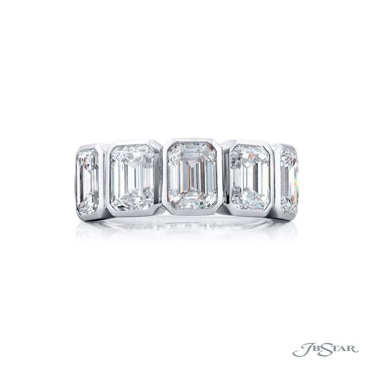 Platinum Emerald-Cut Diamond GIA Certified Bezel Band