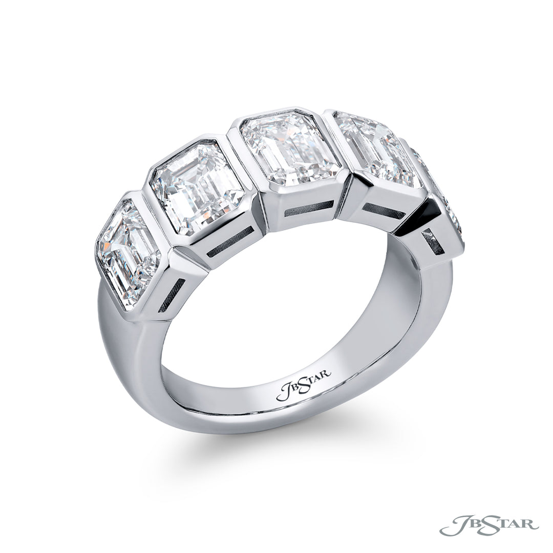 Platinum Emerald-Cut Diamond GIA Certified Bezel Band