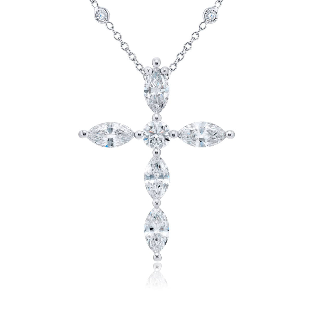 Platinum Marquise Diamond Cross Pendant