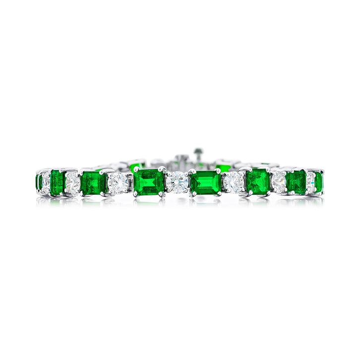 Platinum Emerald-Cut Emerald Bracelet