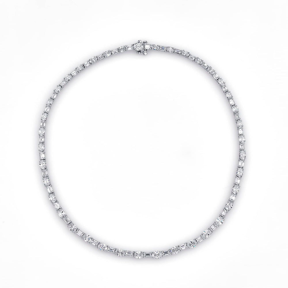 One-of-a-Kind Diamond Necklace  Emerald-Cut & Oval-Cut Diamonds Handcrafted in Pure Platinum