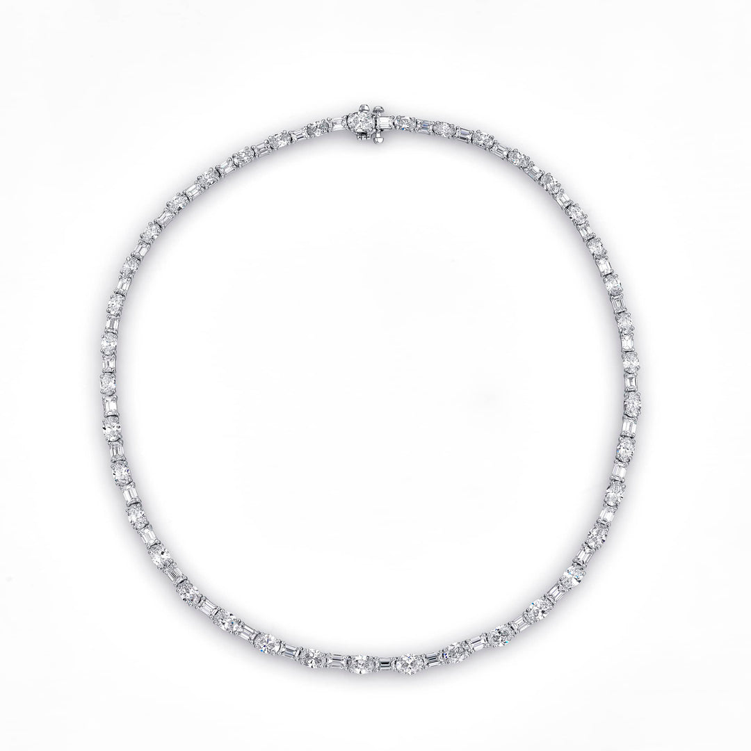 One-of-a-Kind Diamond Necklace  Emerald-Cut & Oval-Cut Diamonds Handcrafted in Pure Platinum