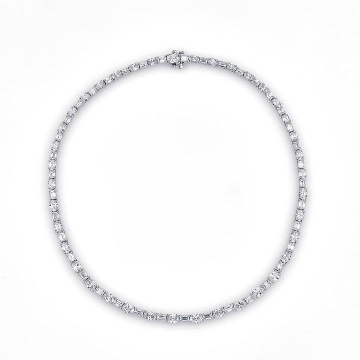 One-of-a-Kind Diamond Necklace  Emerald-Cut & Oval-Cut Diamonds Handcrafted in Pure Platinum