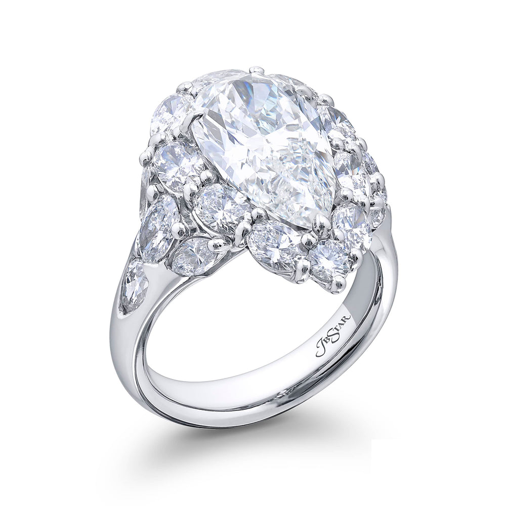 4.30 ct. GIA-Certified Pear-Shaped Diamond Ring with Oval & Marquise Accents