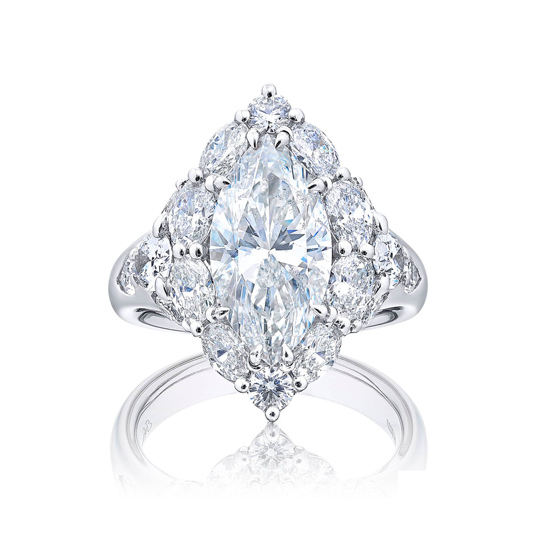 3.26 ct. Certified Marquise and Oval Diamond Cocktail Ring in Platinum