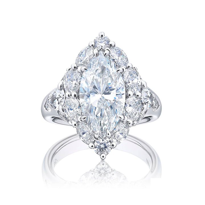 3.26 ct. Certified Marquise and Oval Diamond Cocktail Ring in Platinum