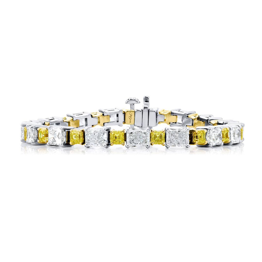 Platinum and 18K Yellow Gold Radiant-Cut Fancy Yellow Diamond Bracelet